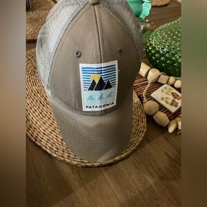 Patagonia Hat Cap Snap Back Gray Blue Trucker Mesh Patch Embroidered Mens